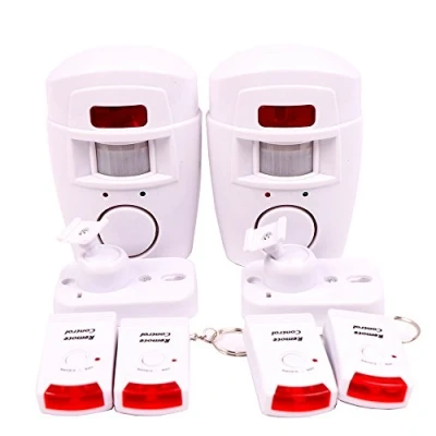 Imagen de WER Alarma De Detección Movimiento Inalámbrico Infrarrojo, Seguridad del Hogar, Garaje, Almacenamiento, Sistema Caravana, Fuente Alimentación La Batería con 2 Controles Remotos