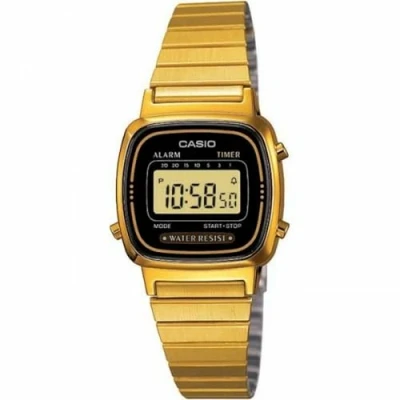 Imagen de Casio LA 670WG 1 Reloj Digital de Cuarzo para Mujer con Correa Metal, Color Dorado
