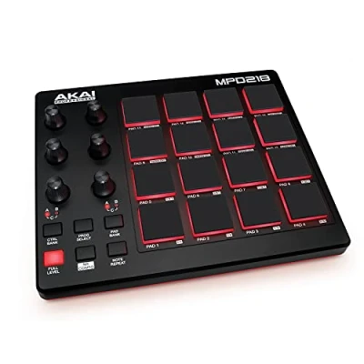 Imagen de AKAI Professional MPD218 Controlador de pad MIDI/máquina percusión/creador ritmos con 16 pads, controles asignables, software producción incluido