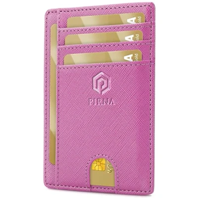 Imagen de PIRNA Carteras de Mujer Pequeñas con Bloqueo RFID Cartera Tarjetero y Hombre Caja Regalo Tarjeteros Tarjetas Credito Rosa