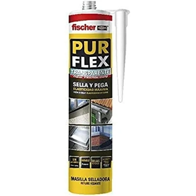Imagen de fischer Purflex transparente sellador de juntas (tubo 300 ml), para pegado y sellado, tapa juntas, curado rápido, pintable enlucible, adecuado muchos materiales construcción