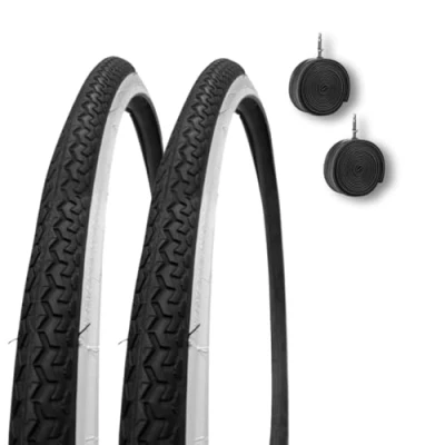 Imagen de 2 neumáticos 26 x 1 3/8 (37 590) + Cámaras de goma Bianconeri para bicicleta ciudad holandesa carretera vintage