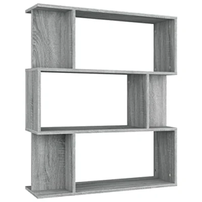 Imagen de vidaXL Estantería/Biombo Estante Mueble Almacenamiento Separador Divisor Libros Archivador Dormitorio Madera Contrachapada Gris Sonoma