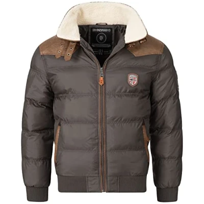 Imagen de Geographical Norway Chaqueta acolchada de invierno para hombre, con forro anorak y gris oscuro XL