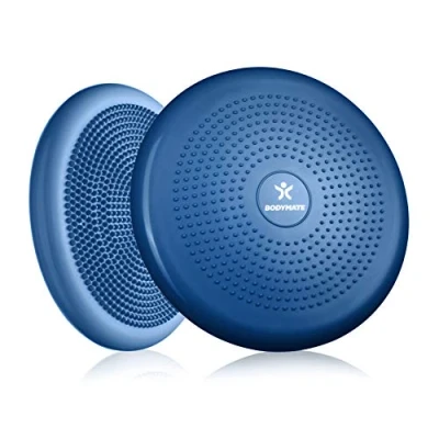 Imagen de BODYMATE cojín de Equilibrio con bombín, diámetro 34 cm propioceptivo, inestable, Hinchable Entrenamiento Tronco, Espalda, Fitness, rehabilitación, coordinación