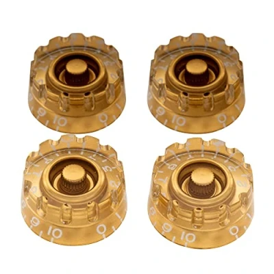 Imagen de Musiclily Pro Imperial Pulgadas Tamaño Botones de Potenciómetros Forma Cilíndrica Perillas para USA Guitarra Eléctrica Les Paul Style, Oro (Juego 4)