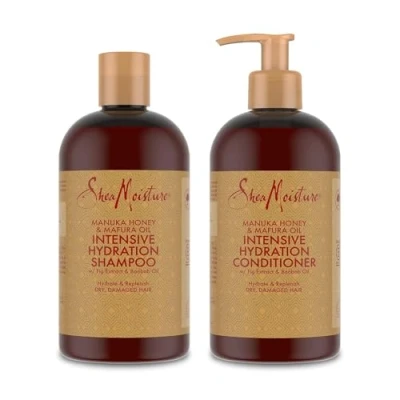 Imagen de SheaMoisture Champú y Acondicionador para cabello seco dañado con Miel de Manuka Aceite Mafura pack el cuidado del 2x 384 ml 2 productos