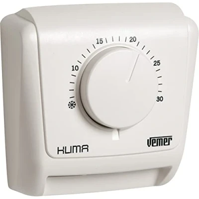 Imagen de VEMER VE018800 KLIMA 2 Termostato Mecánico de Ambiente a Membrana Gas, Función Calefacción, Blanco