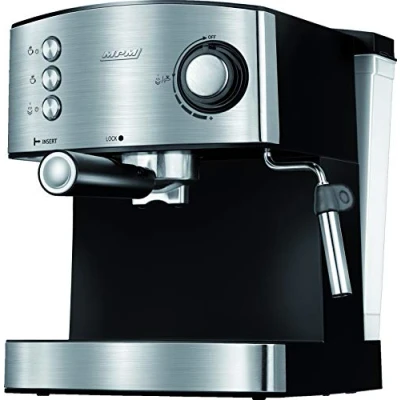 Imagen de MPM MKW 06M Cafetera Express 20 Bares, para Realizar café Espresso y Cappuccino, vaporizador espumar Leche, calienta Tazas,Acabado Acero Inoxidable, depósito de Agua 1,7 L Desmontable, 850W