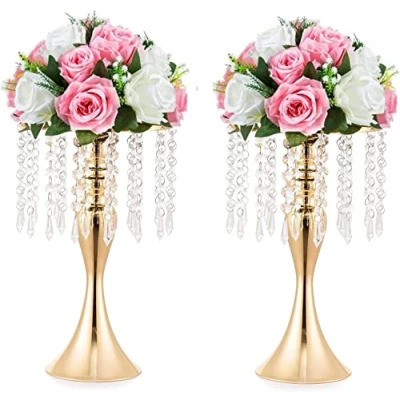 Imagen de LANLONG Soporte de candelabro Cristal imitación acrílico Florero, Centro Mesa Boda, para decoración Eventos Boda