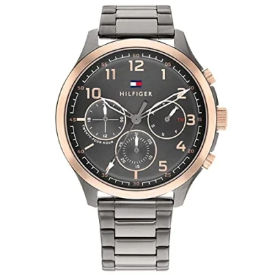 Imagen de Tommy Hilfiger Reloj Analógico de Cuarzo multifunción para hombre con Correa en Acero Inoxidable Gris 1791871