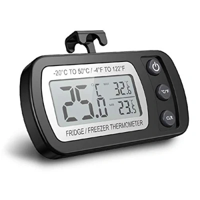 Imagen de Termómetro digital para refrigerador, congelador a prueba de agua con gancho, Pantalla LCD fácil leer, Función registro máximo/mínimo, Ideal el hogar, restaurantes,