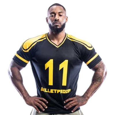 Imagen de Met X Camiseta de Gran tamaño para Hombre, Estilo fútbol Americano NFL, 100% poliéster, Black and Yellow, S