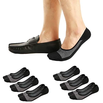 Imagen de Ueither Calcetines Invisibles Cortos pare Hombres/Mujeres Respirable y Super Suaves bajos de Algodón Antideslizantes (6 Pares Blanco, 44 48)