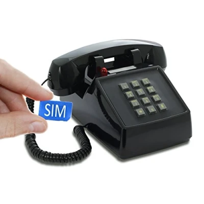 Imagen de Opis PushMeFon Mobile: Teléfono Fijo SIM/Telefono con SIM Personas Mayores/Telefono gsm/Telefono Sobremesa Tarjeta SIM/Teléfono Escritorio (Negro)