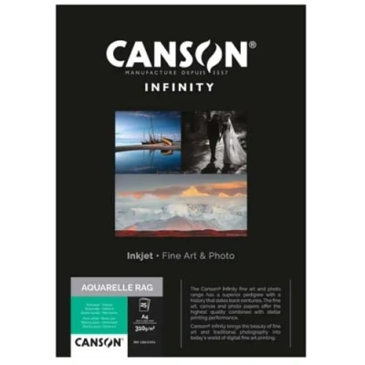 Imagen de Canson Infinity Aquarelle Rag, Caja A3, 25 Hojas, 100% Algodón, 310g