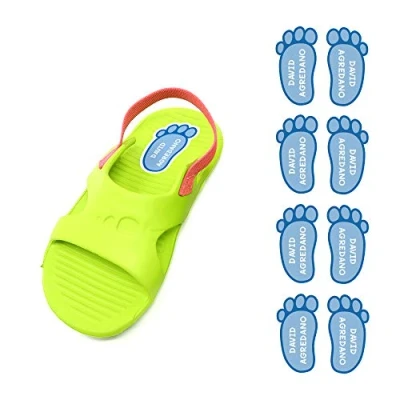 Imagen de Etiquetas para zapatos personalizadas. 8 Pares de adhesivos con forma pie 21 x 37&#039;5 mm.. Modelo: 1. Celeste