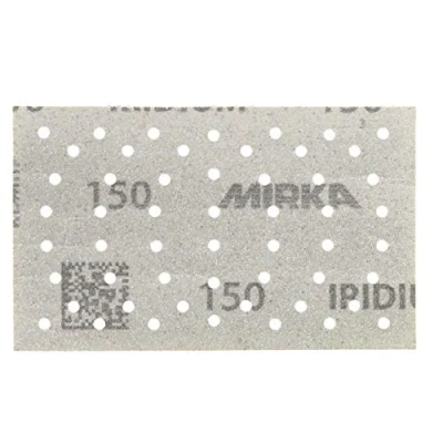 Imagen de Mirka Iridium papel de lija Premium 81x133mm Velcro 54 agujeros, grano 150, 100 uds / Para lijar laca, masilla, imprimación, madera, acero, materiales minerales, plásticos