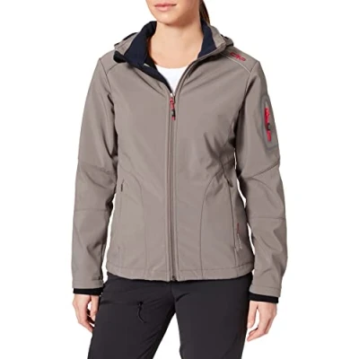 Imagen de CMP Chaqueta softshell para mujer con capucha cómoda extraíble, tórtola, C18