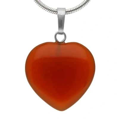 Imagen de Lebensquelle Plus colgante de corazón cornalina, piedras preciosas 2 x cm, con ojal, Acero inoxidable, cuarzo