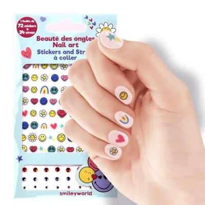 Imagen de Smiley Pegatinas de Uñas Autoadhesivas para Nail Art Calcomanias Regalos Niñas Niños Cumpleaños Decoracion