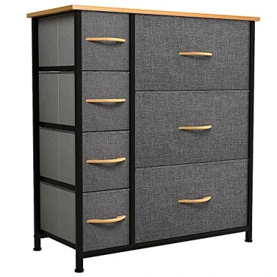 Imagen de YITAHOME Cajonera de Tela, Cómoda Unidad Almacenamiento con 7 cajones Extraíbles, para Sala Estar, Dormitorio, habitación Infantil, Gris Oscuro