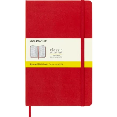 Imagen de Moleskine Cuaderno Clásico con Hojas Cuadriculadas, Tapa Dura y Cierre Elástico, Color Rojo Escarlata, Tamaño Grande 13 x 21 cm, 240