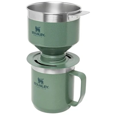 Imagen de Stanley Camp Mug Termo Café con Perfect Brew Pour Over Set 1.5 Horas Caliente 3 Frío Vaso Cafe Para Llevar Acero Inoxidable cafetera Apta Lavavajillas Hammertone Green