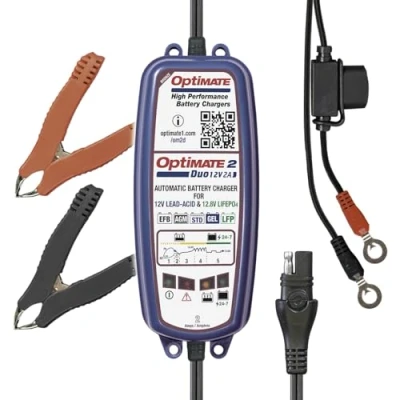 Imagen de TecMate OptiMate 2 DUO, TM550, Serie BRONZE: cargador mantenedor de batería sellada 5 fases 12V/12,8V 2A