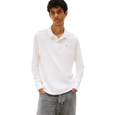 Imagen de Tommy Jeans Placket Camiseta de manga larga, Hombre, Talla: 44, Ecru