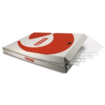 Imagen de Grafoplás Caja 100 Fundas Multitaladro A4 Transparente Cristal Polipropileno Estándar Lomo Reforzado 11 Taladros Perfectas para Archivadores con Anillas