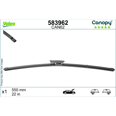 Imagen de limpiaparabrisas Valeo Canopy 583962 550mm Escobilla con hoja plana, Goma de &gt;80 % materiales sostenibles RENAULT: SCENIC 2