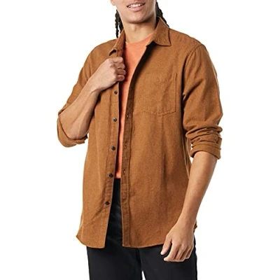 Imagen de Amazon Essentials Camisa de franela, manga larga (Disponible en Tallas Grandes) Hombre, Marrón Tofe, S