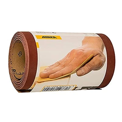 Imagen de Mirka Red rollo de papel lija 115mm x 5m / grano P180 1 Para lijar madera, metal y plástico