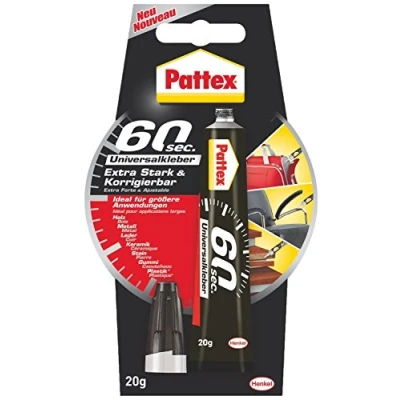 Imagen de Pattex Pegamento universal de 60 segundos, tubo 20 g (2 unidades)