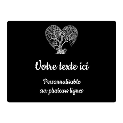 Imagen de Placa grabada funeraria, diseño de árbol cosa, autoadhesiva, 20 x 15 cm, personalizada, 1 a 3 líneas, color negro