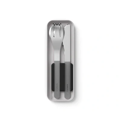 Imagen de MONBENTO Cubiertos para Llevar con Estuche MB Slim Box Onyx Portatiles 3 Piezas Cuchillo, Cuchara y Tenedor Ideal Trabajo, Camping, Escuela Acero Inoxidable Negro