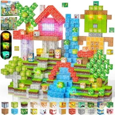 Imagen de Crifeton Bloques Magneticos Construccion Niños 2CM 3+ Magneticas, Juego Magnetic Blocks Tiles Construcción, Juguetes Montessori para 4 5 6 7 8 9 10 11 Regalos de Cumpleaños Niñas (Cascada)