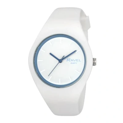 Imagen de Ravel Reloj Unisex con Correa de Silicona Contraste Ajuste cómodo y Fino Cuarzo analógico R1804.46 Blanco/Cielo Azul