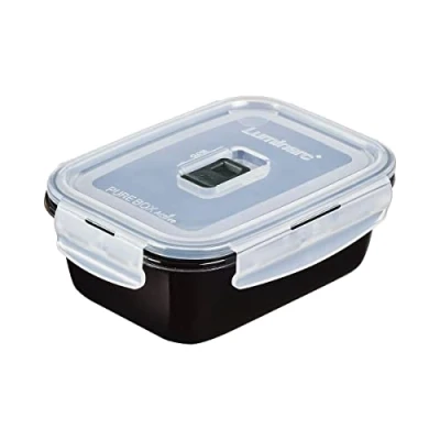 Imagen de Luminarc Pure Box Negro Recipiente Rectangular Hermético Vidrio 16x11x7cm 82cl Bicolor