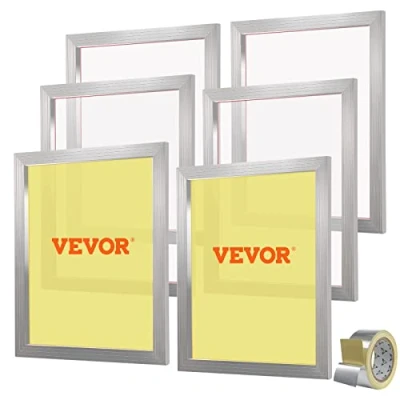 Imagen de VEVOR Marco de Pantalla Seda 6 Piezas Marcos Serigrafía Aleación Aluminio 50,8 x 61 cm Kit con Malla 305, Nylon Alta Tensión y Cinta Sellado para Camisetas