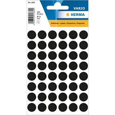Imagen de HERMA Multi purpose labels ø 12mm black 240 pcs Etiqueta autoadhesiva (ø 12, pieza(s))