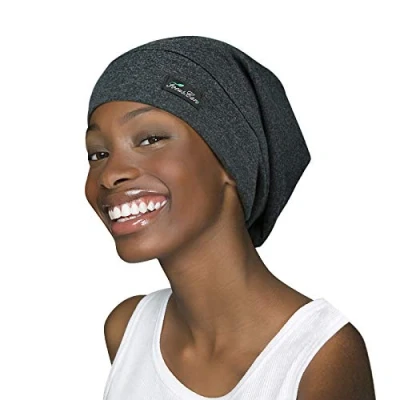 Imagen de FocusCare ADJUST 2 Gorro de dormir ajustable con forro satén para rastas, pelo rizado, Talla L, única Gris oscuro veteado ]