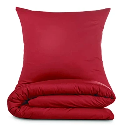 Imagen de Alreya Juego de Funda Nórdica Renforcé 100% Algodón 200 x 220 cm Rojo Cama con 2 Fundas Almohada 80 Cremallera