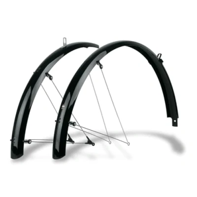 Imagen de SKS GERMANY BLUEMELS Basic 28&quot; 55MM Set Juego de Guardabarros (de Robusta construcción en sándwich, Sistema Seguridad ASR, Tirantes V con Puentes fijos para un Ajuste Flexible), Negro