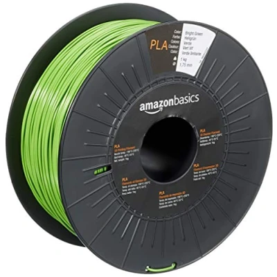 Imagen de Amazon Basics Filamento para impresora 3D, ácido poliláctico (PLA), 1.75 mm, cinta de 1 kg, verde brillante