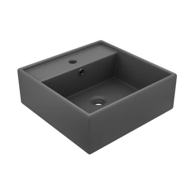 Imagen de Red Cup Living vidaXL Lavabo de lujo cuadrado (41 x 41 cm), color gris oscuro