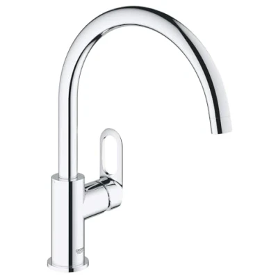 Imagen de Grohe BauLoop Grifo mezclador de cocina, monomando para instalación en un solo agujero. Caño alto giratorio ángulo 360 (Ref. 31368000)