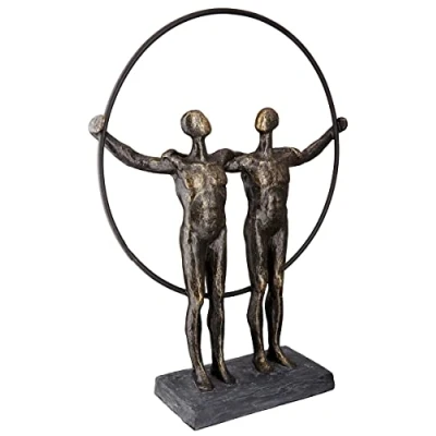 Imagen de GILDE 37592 Escultura para Parejas de Dos Hombres, Color Bronce en círculo sobre Base Negra, 35,50 x 27 8 cm