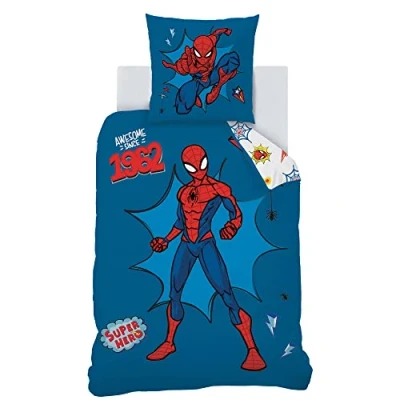 Imagen de Juego de ropa cama reversible Spiderman, 135 x 200 cm, 80 100% algodón, infantil con cremallera (Awesome)